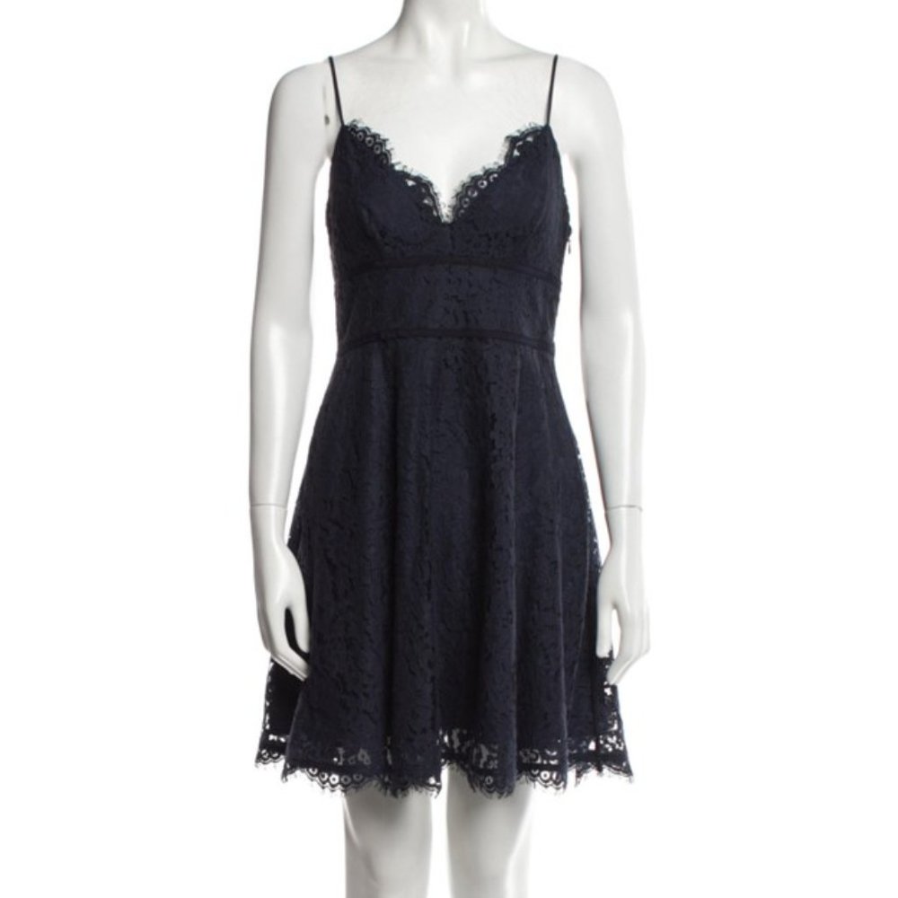 Joie Lace V neck mini fit and flare dress